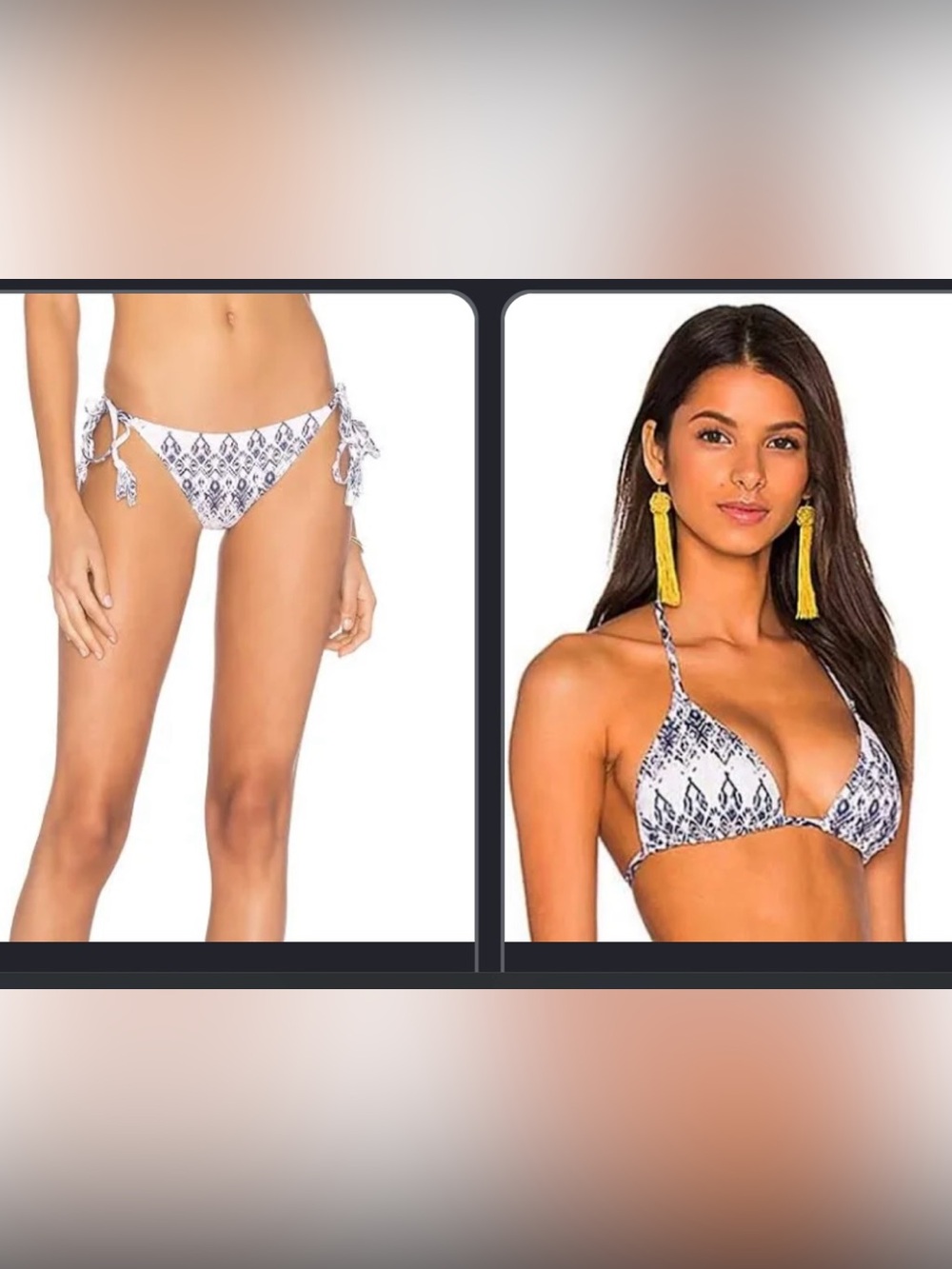 Eberjey Ikat Tie-Side Bikini in Navy and White and Pink NWT brand new
